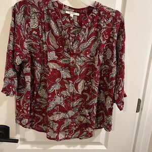 Fun 2 Fun Red Paisley Blouse